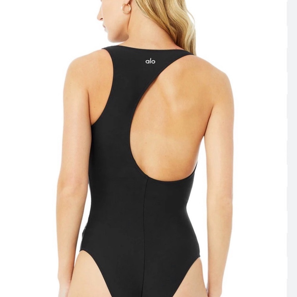 Alo High-Cut Racerback One-Piece in Black
